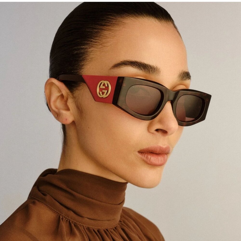 NEW GUCCI SUNGLASSES HAVANA RED BROWN WOMEN EYEWEAR GUCCI GG1664S 004